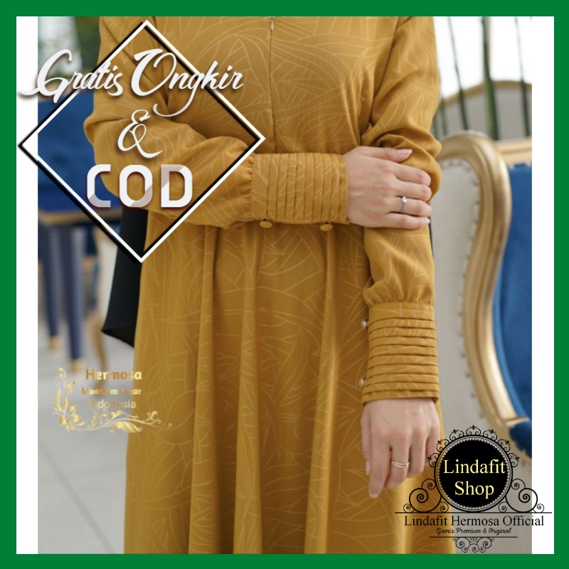 Gamis Exclusif Mewah Busui gamis Original branded Emboss Yoris Caltry Gamis Ori by Hermossa