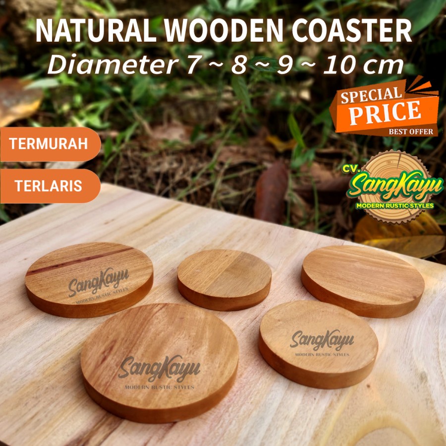 Jual TERMURAH Wooden Coasters 9 tatakan gelas kayu hiasan dinding alas
