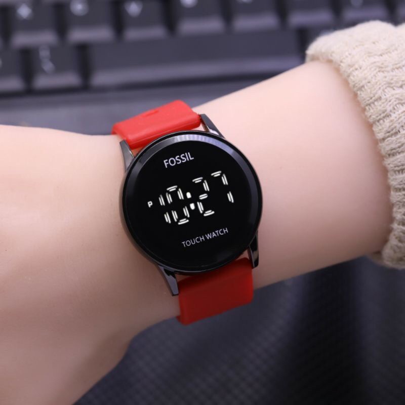 Jam tangan LED rantai wanita pria stainless besi touchscreen watch casual