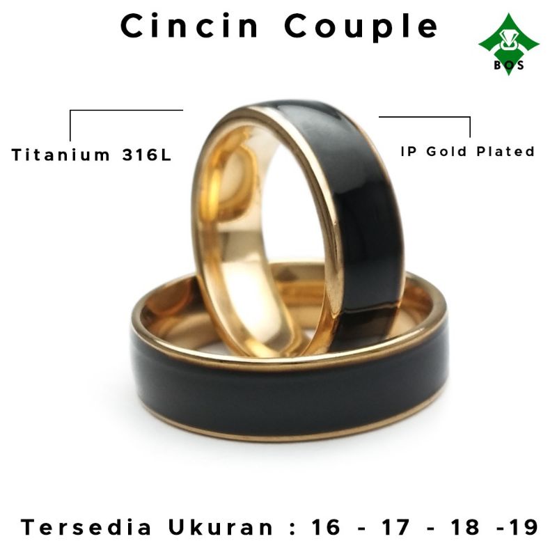 Cincin Titanium Hitam Gold