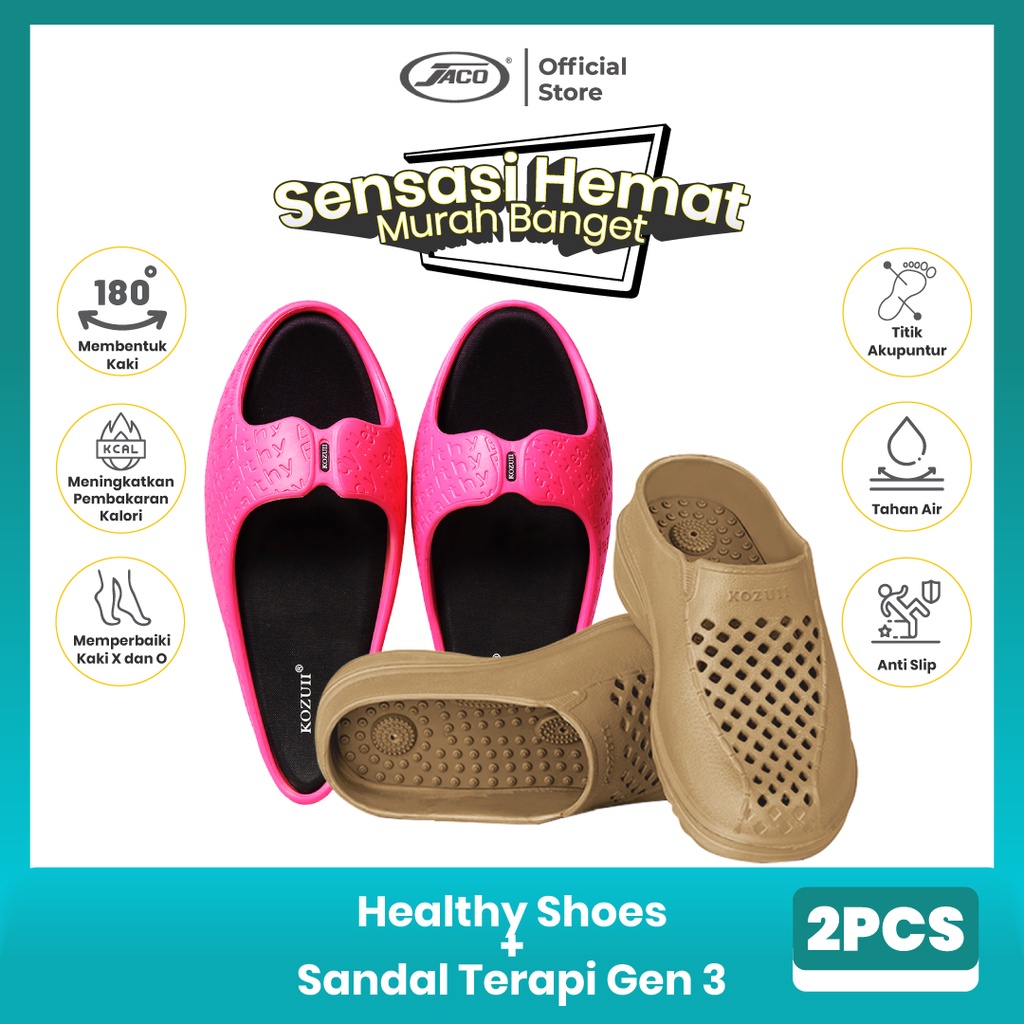 Bundle 2 Sandal Terapi Kozuii Generasi 3 Man + Healthy Shoes Slim Sandal
