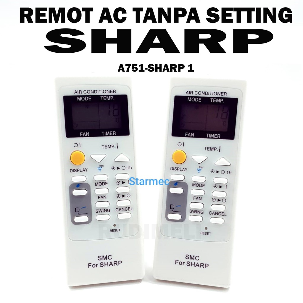 REMOT AC MULTI UNTUK AC ALL MEREK SHARP MEREK STARMEC A751