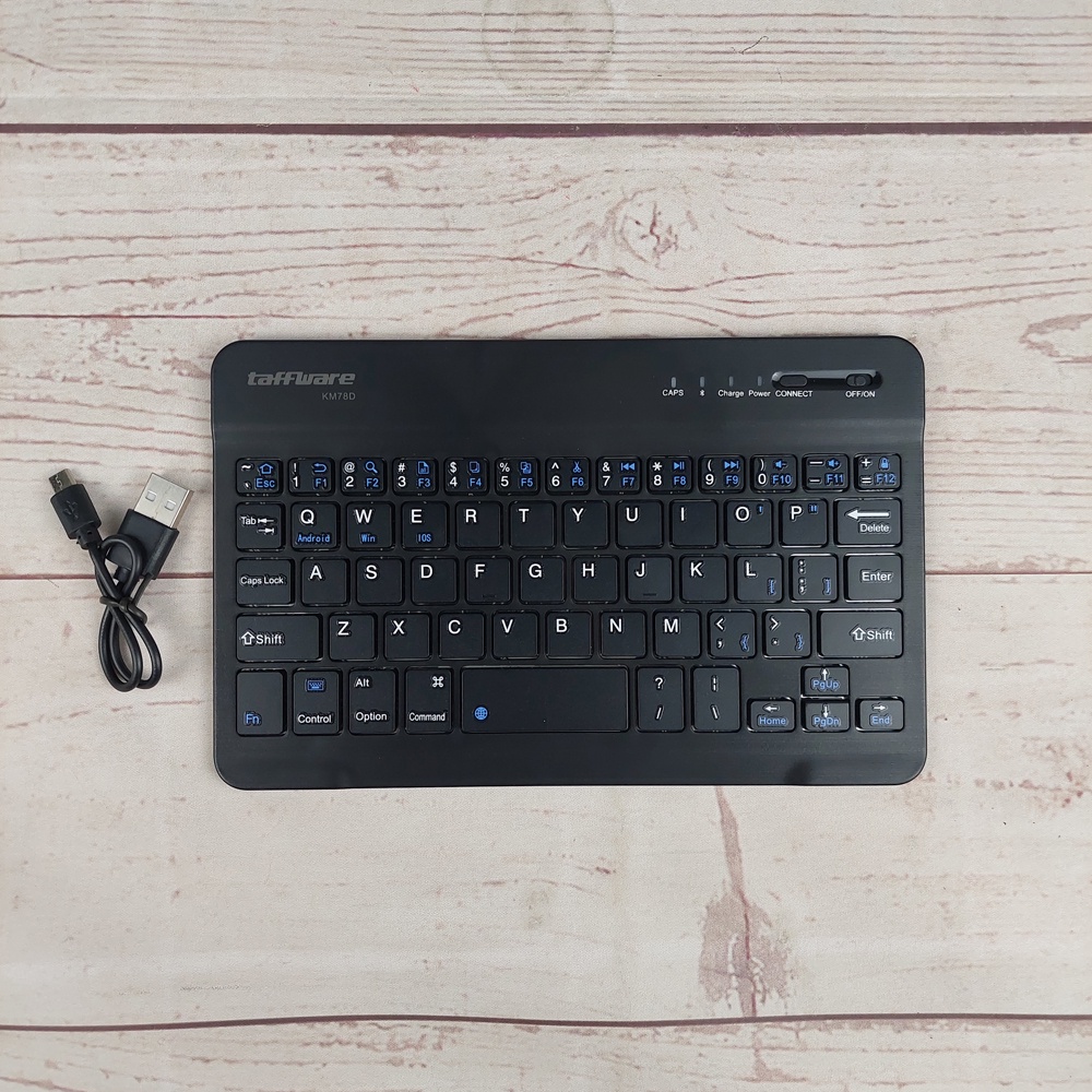 Taffware Wireless Bluetooth Keyboard Rechargeable - KM78D - Black