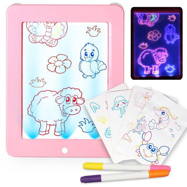 Mainan Edukasi Magic Drawing and Writing Pad LED 3D Magic Drawing Pad LED Writing Board Magic Board