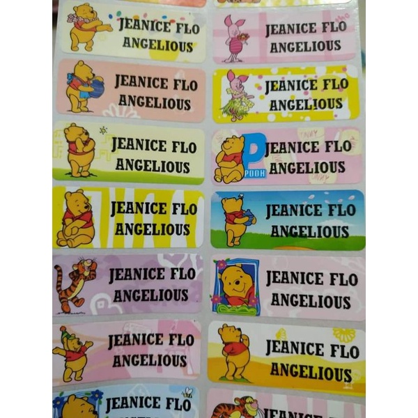 

Winnie The Pooh Sticker Label Nama Waterproof anti air