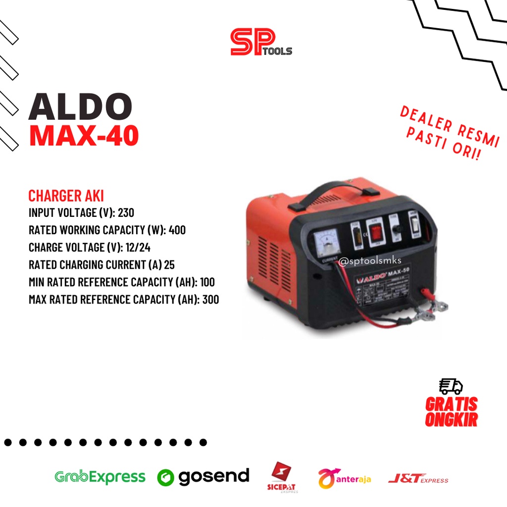 CHARGER / CAS BATERAI BATTERY AKI 40A 40 AMPERE ALDO MAX-40 MAX40