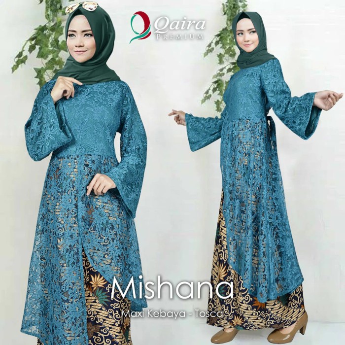 YOJA| atasan kebaya tunik brokat jumbo modis kebaya brukat modern terlaris - biru tosca