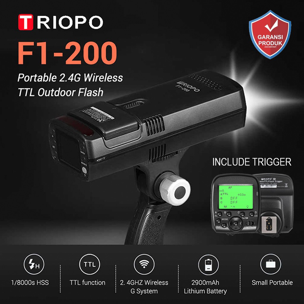Triopo F1-200 2.4G TTL HSS Speedlite Flash Strobe include Trigger [ Afstore ]