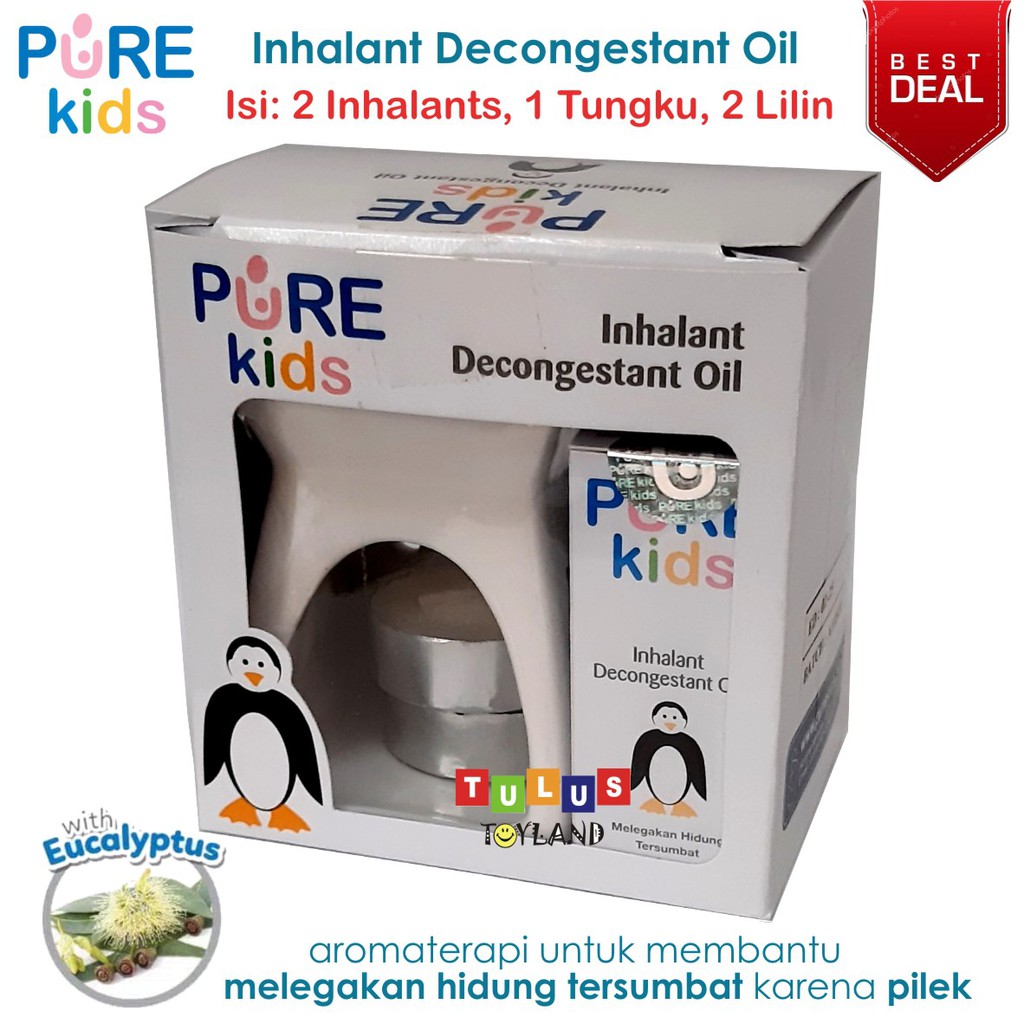 Paket Tungku Lilin Pure Kids Inhalant Decongestant Oil PureKids Aromaterapi Pilek Flu Anak PureBB