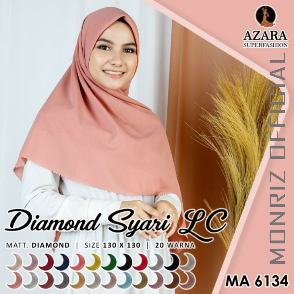 MONRIZ - SEGIEMPAT DIAMOND SYAR'I LASER CUT AZARA - JILBAB HIJAB DIAMOND CREPE SYARI LC AZARA - KATA