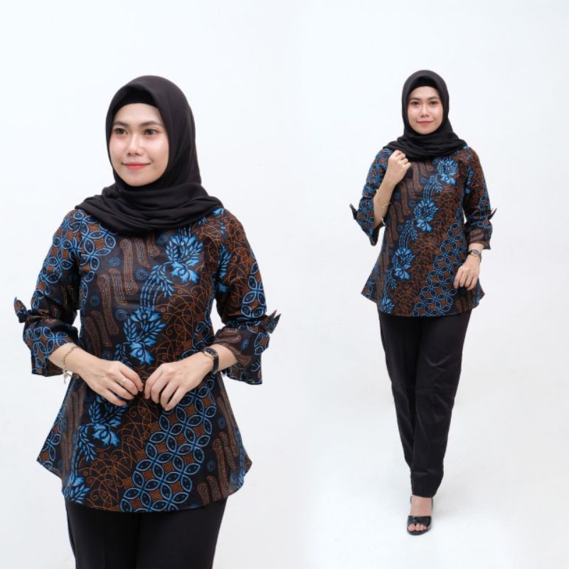 tey-17 Batik wanita ASJ SA HRB026 Kenongo Kemeja Tosca Pendek-Murah abiss