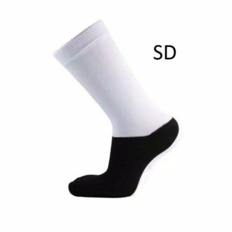 Kaos Kaki Sekolah SD SMP SMA Panjang Putih Telapak Hitam Murah Bahan Polyester