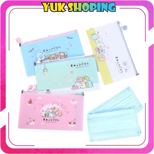 YUKSHOPING Kotak Masker Karakter Lucu Tempat Penyimpanan Masker Berbahan Plastik Transparan R597