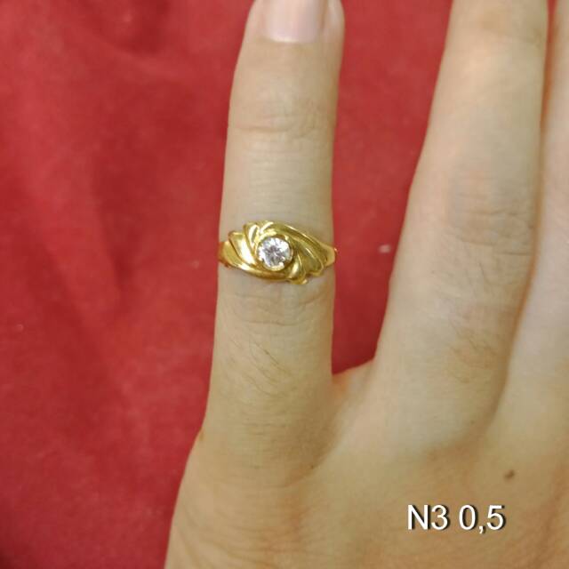 Cincin No 3 anak dan dewasa emas asli kadar 700 70% 22 1 satu gram gold kuning permata strawberry mickey warna