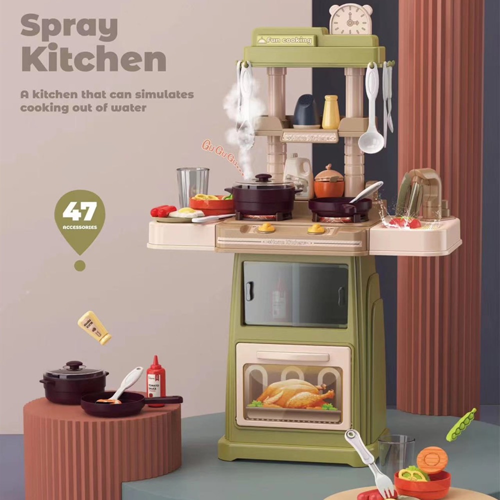 [JUALSEMUA18]66Cm Mainan Kitchen Set Spraying Mist Anak / Mainan Masak Masak Tungku Berasap / Mainan Set Masak