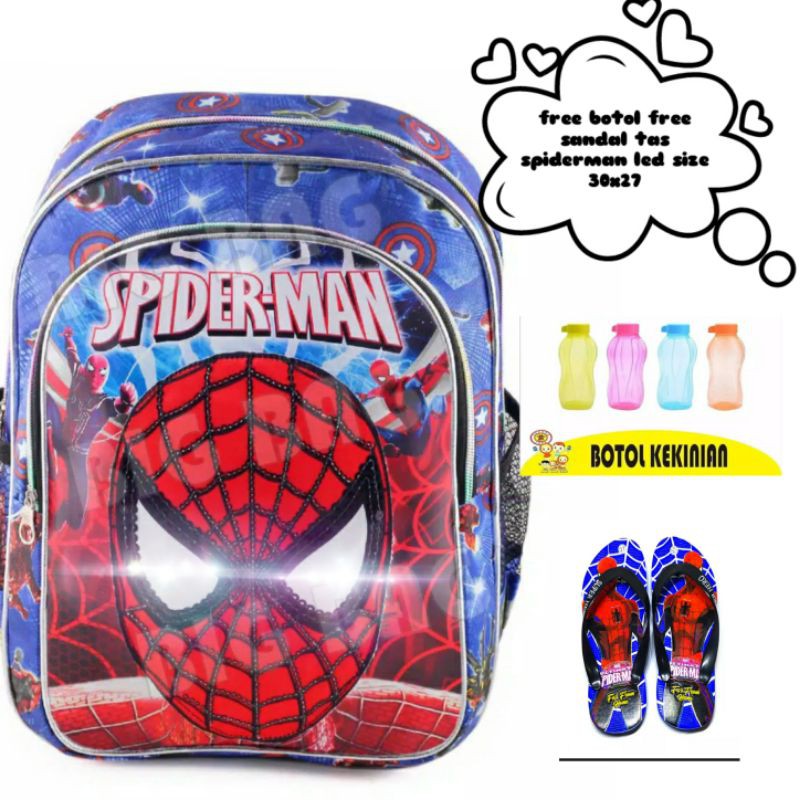 tas rangsel spiderman mata nyala set