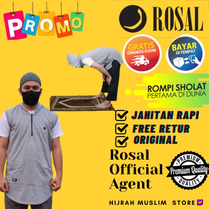 Sholat-Rompi- Grosir Baju Muslim Pria Rompi Sholat Koko Kurta Pakistan Hoodie Rosal - M -Rompi-