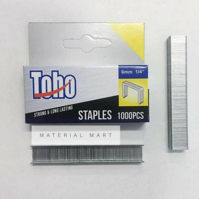 Isi Staples Gun Toho 6 mm Ori | Refill Air Stapler Nailer | Steples 1/4&quot; | Material Mart