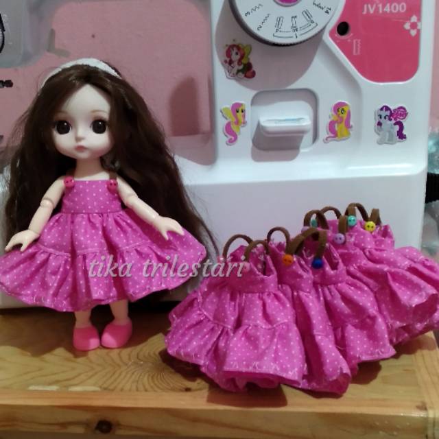 baju boneka mini 16cm baju yuna do dress lati doll baju barbie 15cm