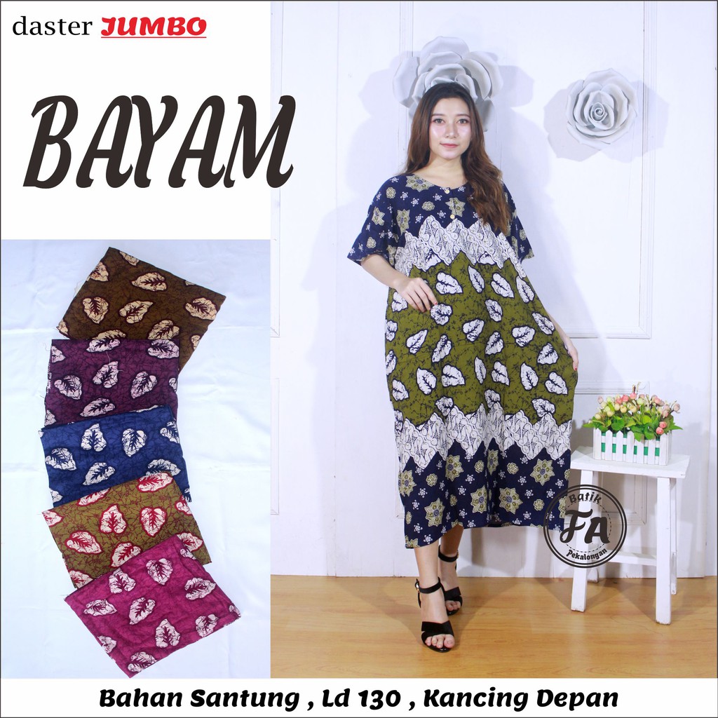  Daster  Jumbo Batik  Motif Kombinasi Leher Kancing 