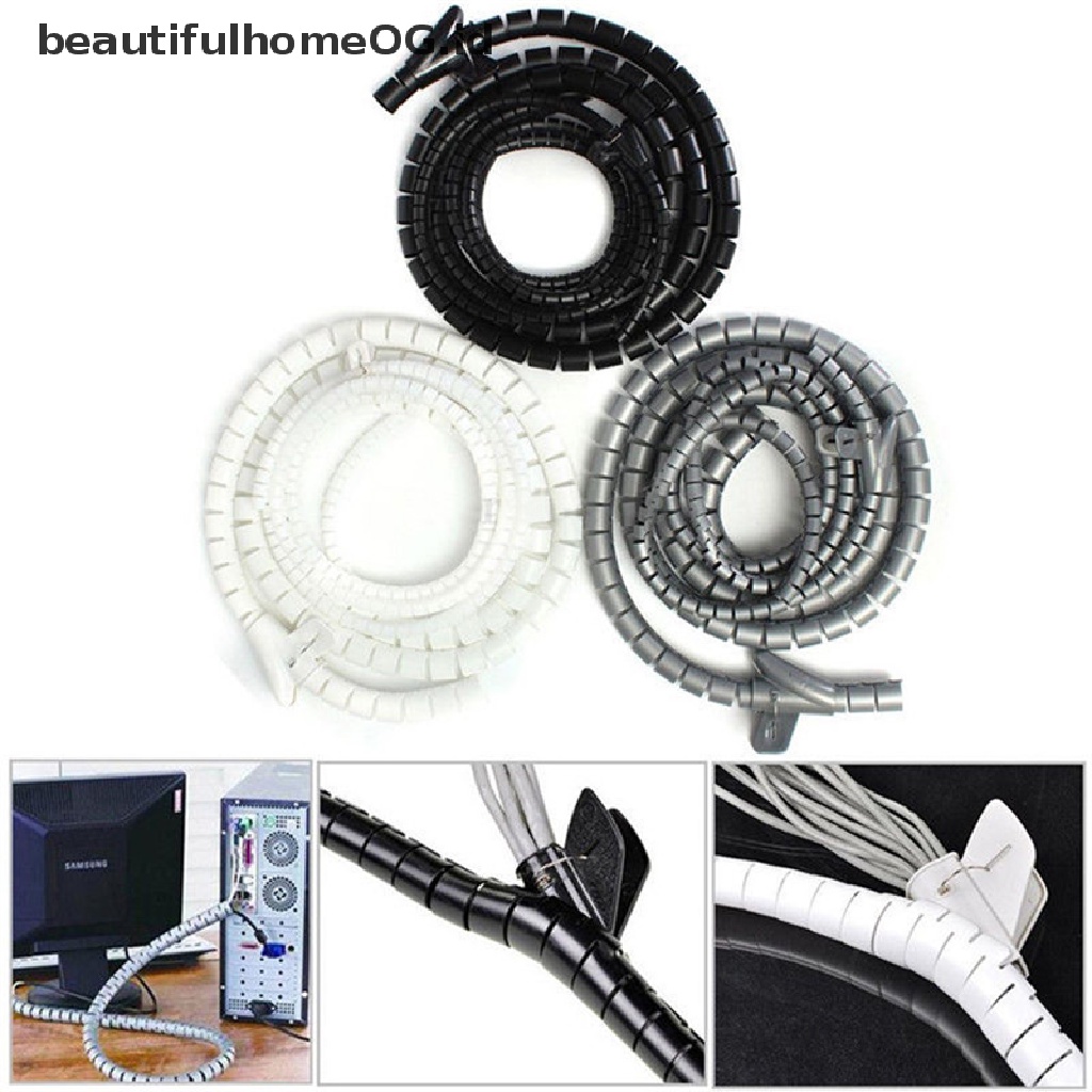 Alat Penyimpanan Kabel Model Spiral Ukuran 10 / 25mm Panjang 1m Flexible Pelindung Kabel Fleksibel Bentuk Spiral Dapat Digunakan Kembali