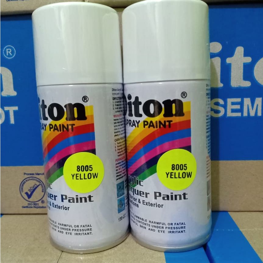 DITON Spray Paint Acrylic Lacquer Paint Pilox Cat Semprot - 8005 YELLOW / Stabilo Kuning / Fluorescent Yelow (150cc/Kecil)