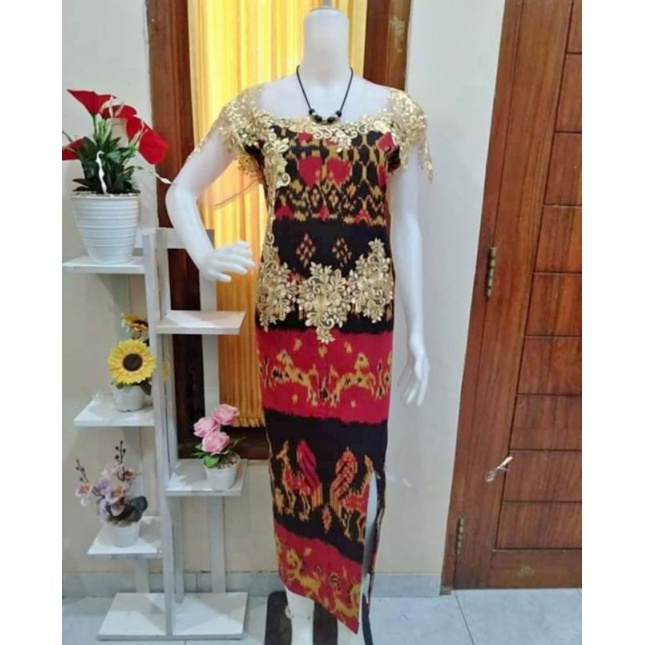 DRESS BROKAT TENUN FASHION TROSO JEPARA, DRESS CASUAL BROKAT TENUN ETNIK JEPARA, DRESS TENUN KOMBINA