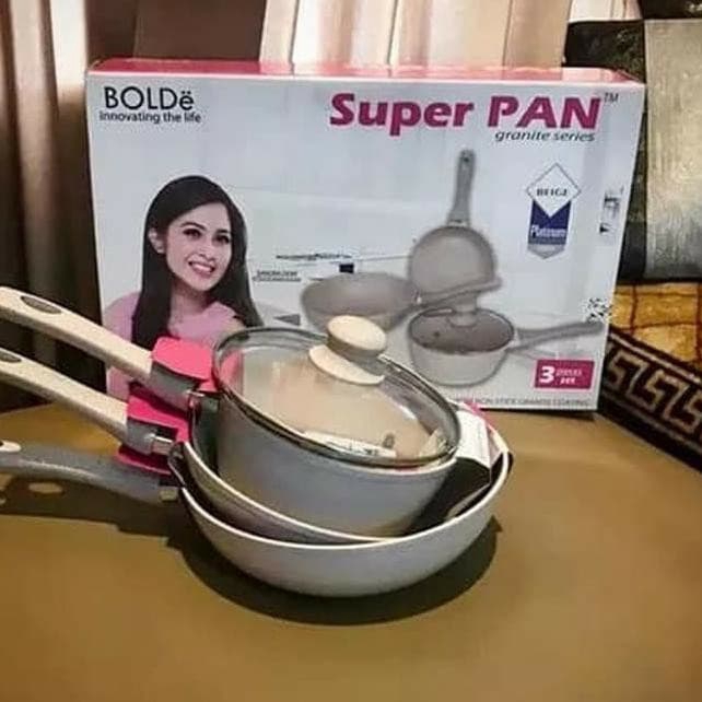 BOLDe Super pan set 3+1 beige - panci granite ceramic cookware 4 pcs Bisa Kompor induksi