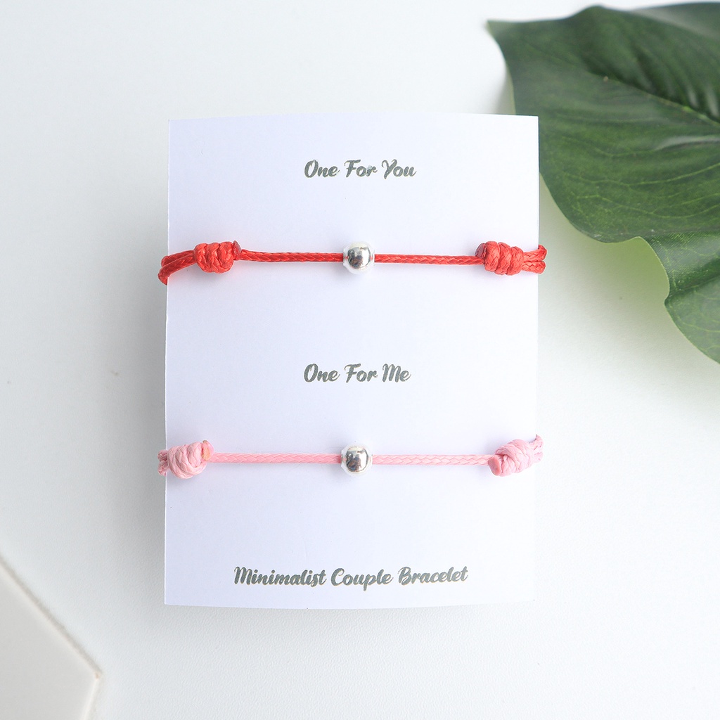 (2pcs) Gelang Tali Couple Minimalist Simple Beads Mutiara Bahan Tebal TIny Persahabatan Lembut Vintage Style Bracelet | Gelang Murah Bagus Lucu