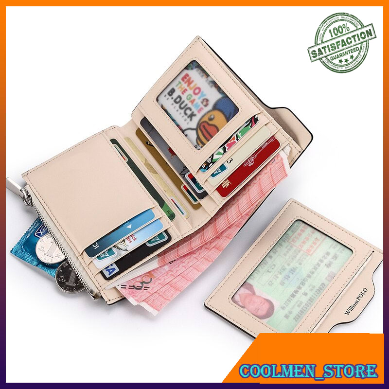 Dompet Pria Dompet Lipat Kulit Asli WILLIAMPOLO Canvas Men Wallet Cash Holder Removable Card Case