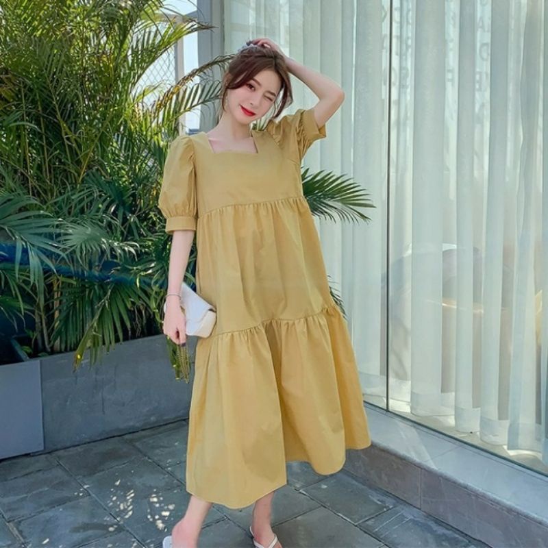 MDLV ~ 00370# Roxena Babydoll Dress Big Size Babydoll Dress Fashion Import