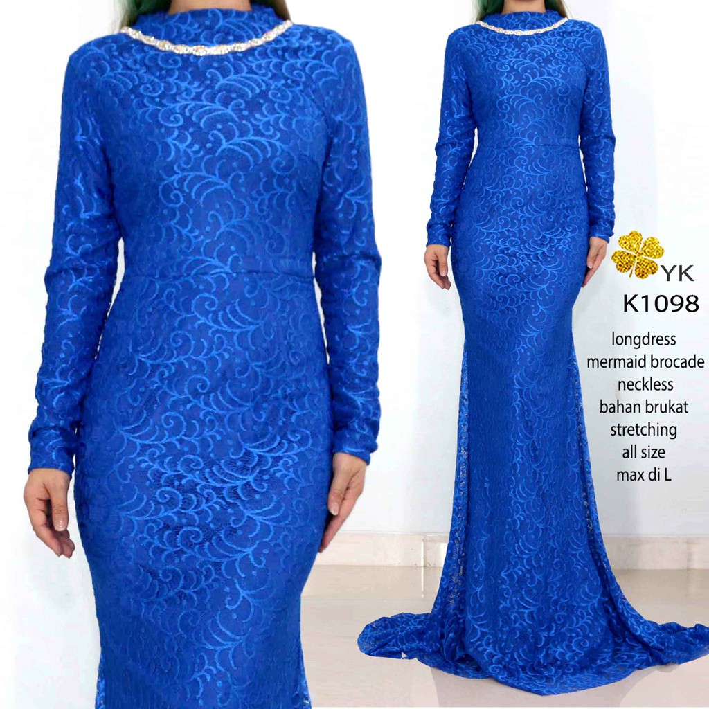 YKlongdress 1098 long dress brukat gaun panjang pesta kondangan import hijab merah biru putih