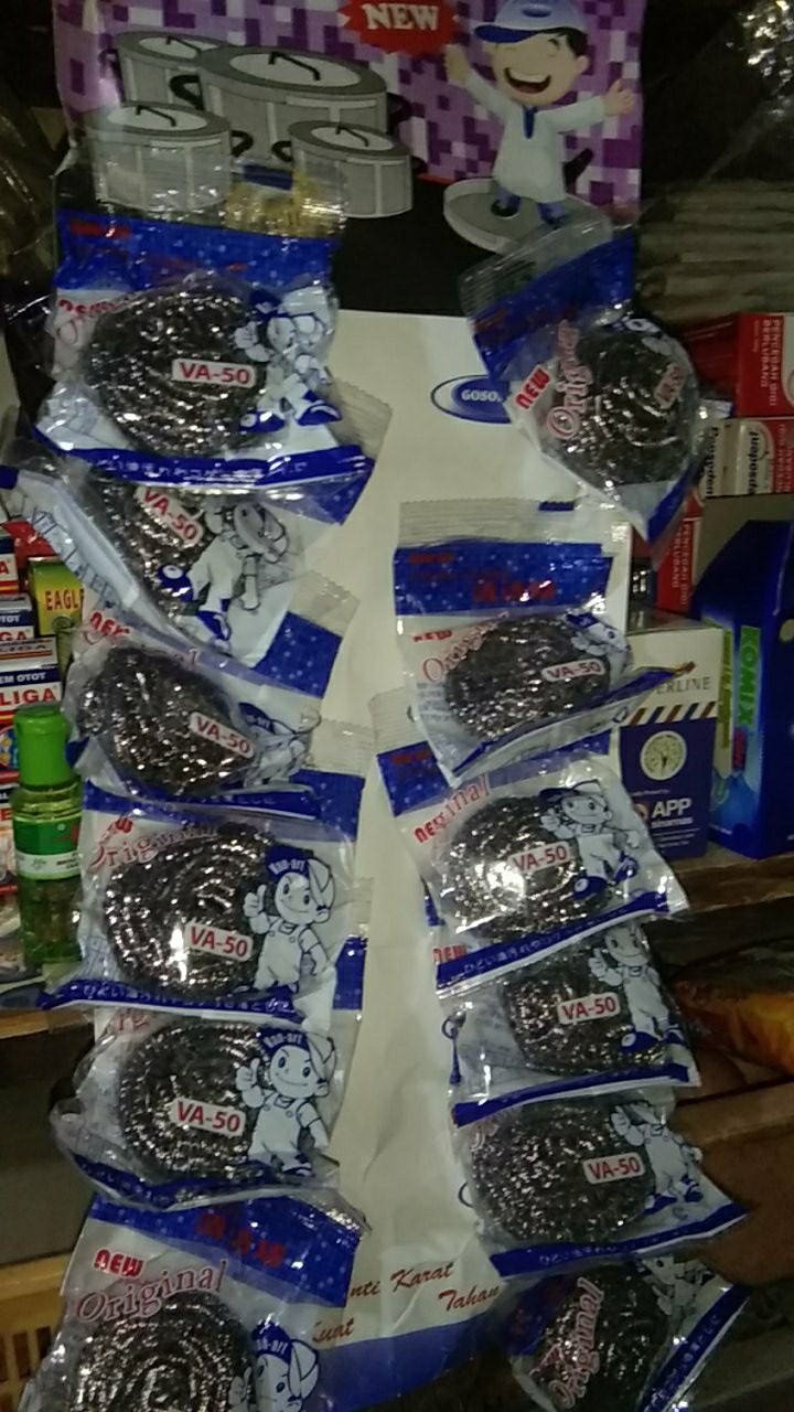 (12pcs) Gosok Panci Stainless Cuci Piring Merk Va-50 Anti Karat 18 Gram