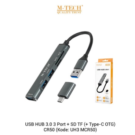 ITSTORE M-Tech CR50 USB Hub 3.0 3Port + SD TF With Type C OTG 5in1 MCR50 card reader mtech