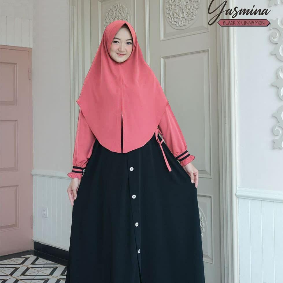 BUY 1 GET 1 | ( S M L XL XXL XXXL 5L ) FASHION MUSLIM GAMIS JUMBO BUSUI | YASMINA SET SYARI + KHIMAR