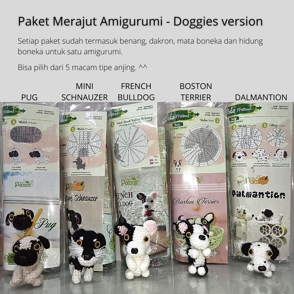 Paket Merajut Amigurumi Anjing / DIY Crochet Kit Doggies Ver.