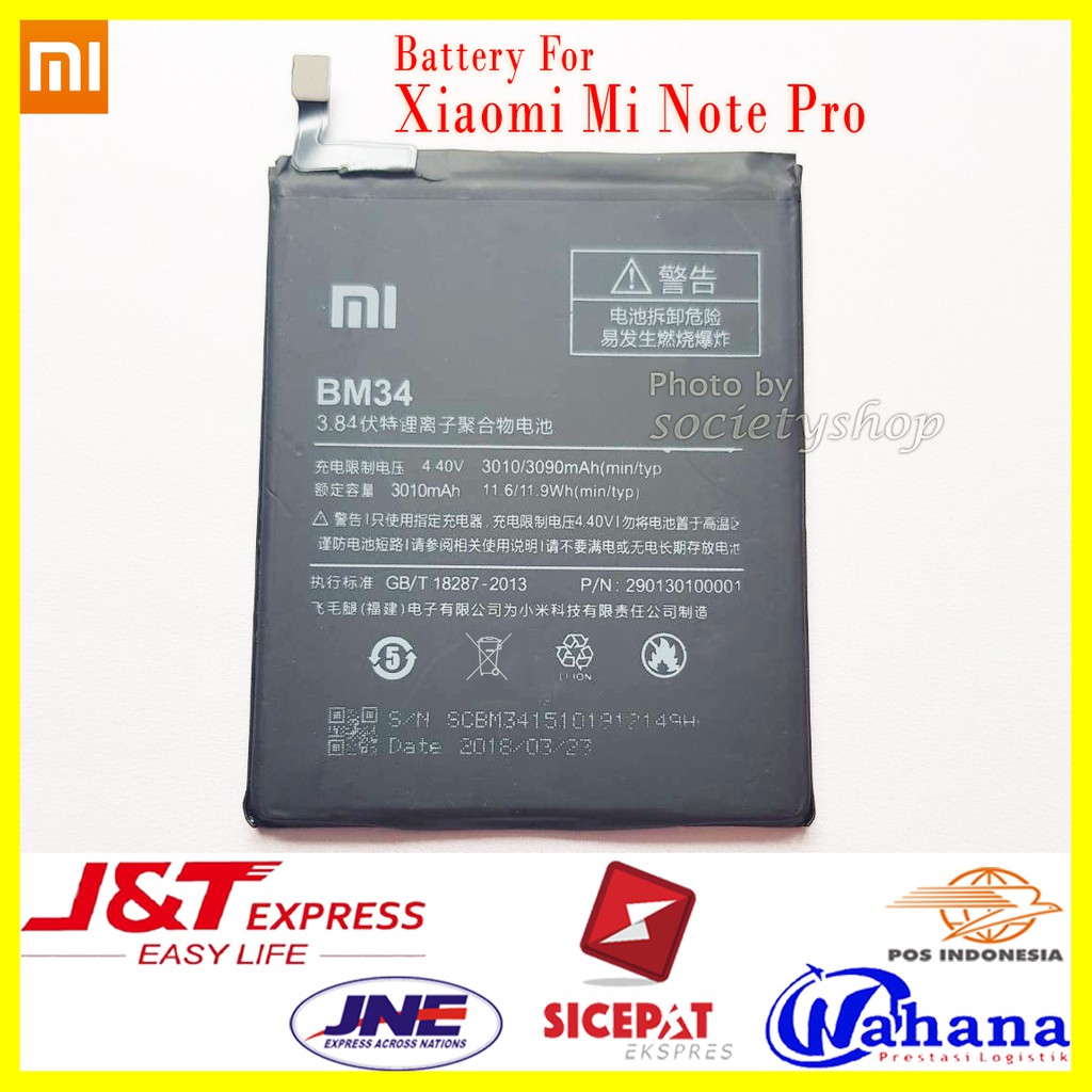 Baterai Xiaomi MI Note Original Battery Bm34 Pro Hp Xiomi Batre Batrei Batere Replacement Batray 34