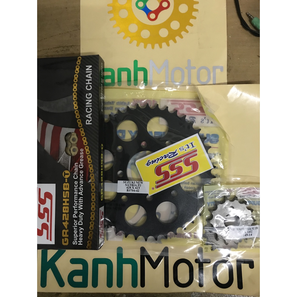 Gear SSS (Set) 428 : SATRIA FU / SATRIA F150 FACELIFT : Size 13T~17T + 31T~45T HITAM + SSS HSBT 120L