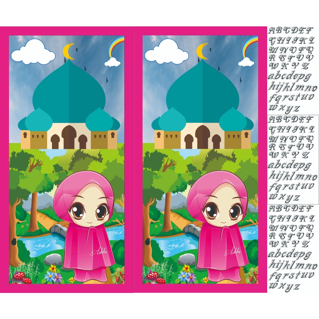 Sajadah Anak,sajadah anak karakter,sajadah nama,sajadah kecil,sajadah custom,sajadah travelling.saja