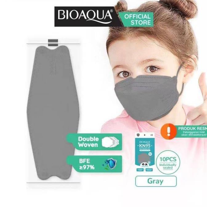 Best Seller Bioaqua Disposable Mask Evo Anak Motif N95 Kn95 Bfe 95% Masker 10Pcs - Anak Grey
