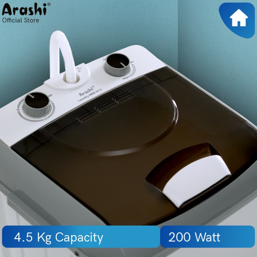 Arashi Mesin Cuci Mini Portable 1 Tabung AWM 451A 451 A - 4,5 Kg link ekspedisi