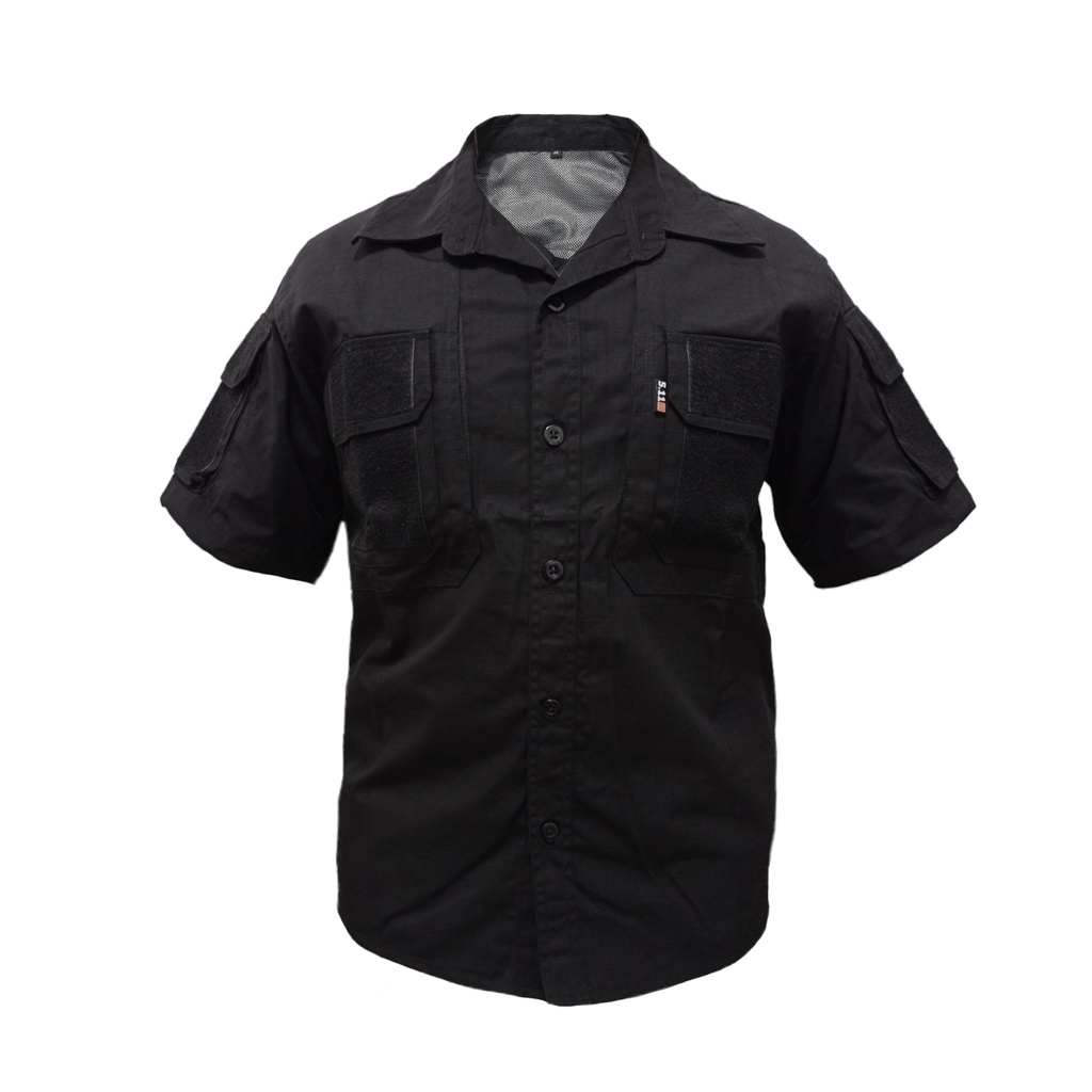 Kemeja Tactical/Pdh/511 Hitam, Putih Ripstop Kotak Lengan Pendek