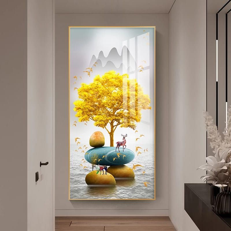 FENGSHUI PAINTING LED GOLD TREE AND DEER