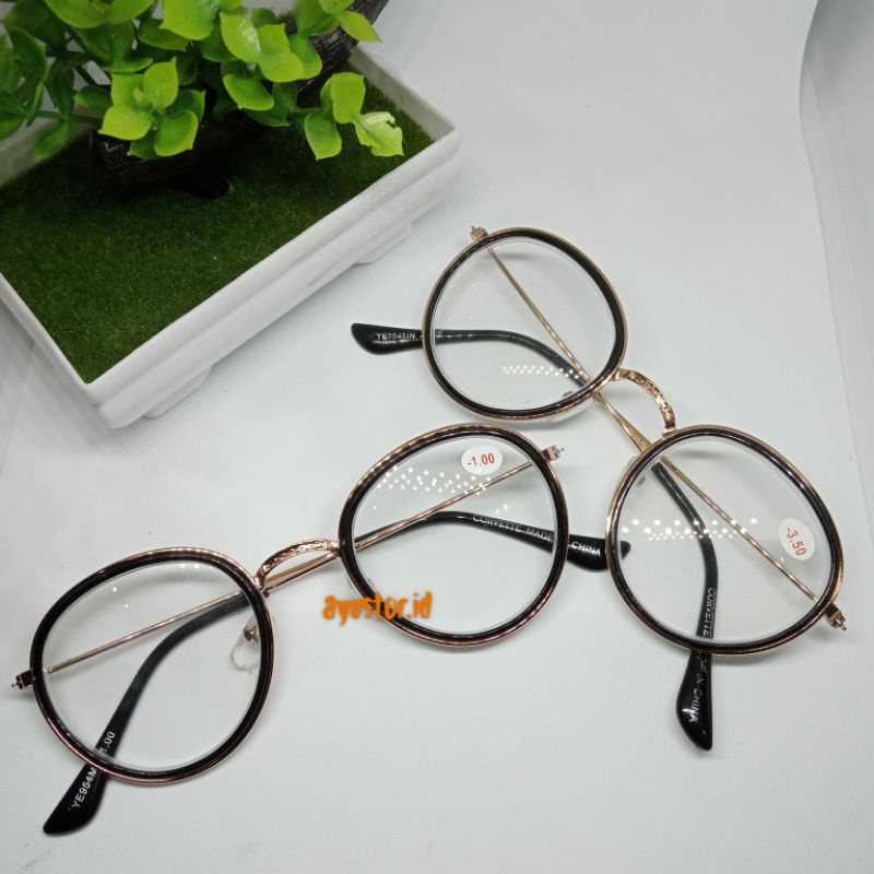 kacamata minus frame besi hitam gold ye954