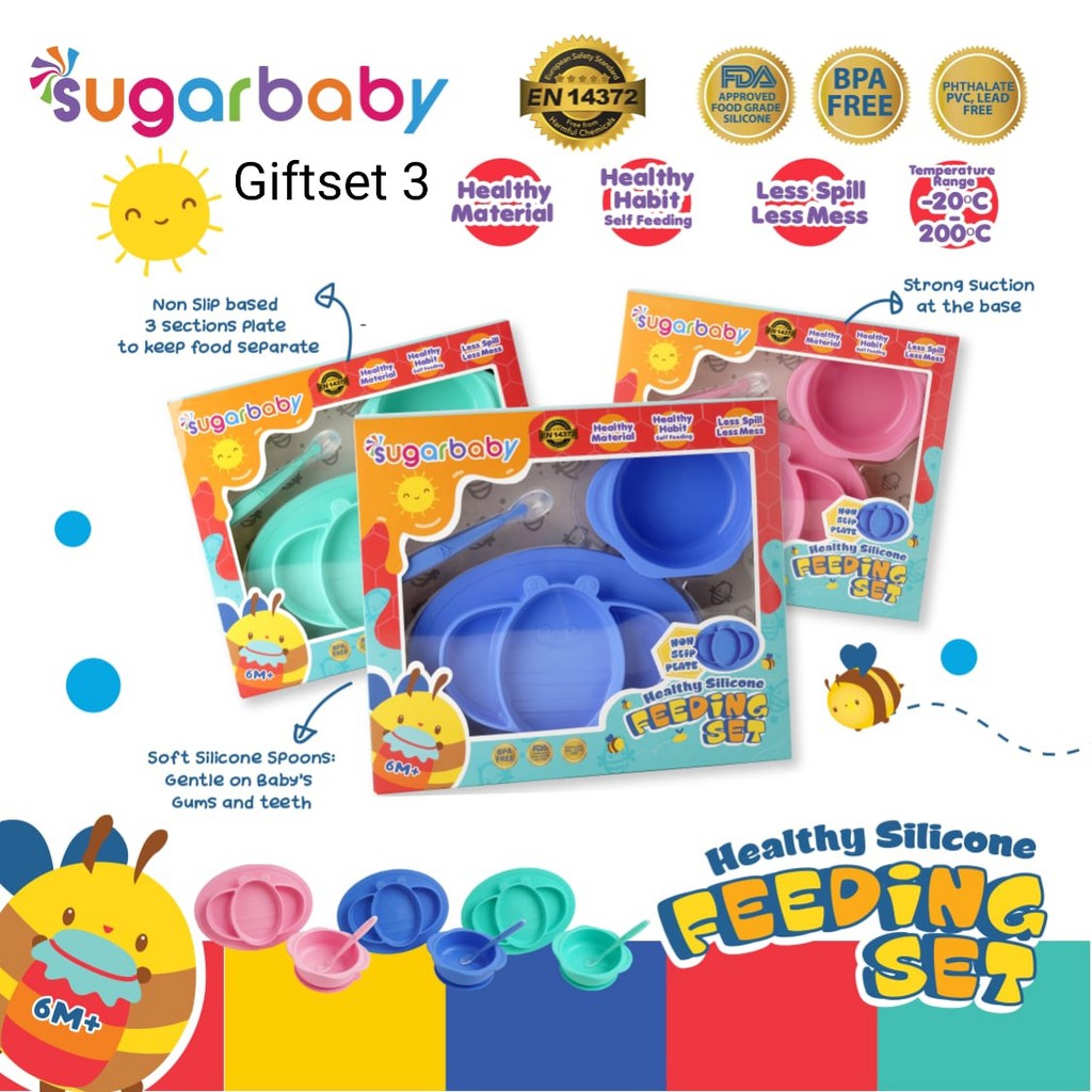 Sugarbaby Healthy Silicone Feeding Set/  Gift Set 3