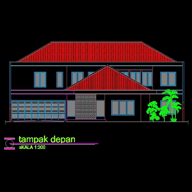 Desain Rumah 2 Lantai File DWG/Autocad Type 104 Borextour DRA2D-007