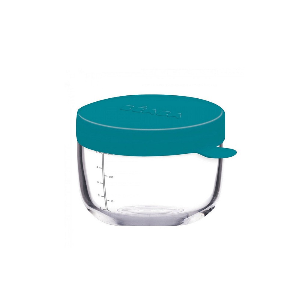 Beaba Baby Conservative Jar Glass 150ml Blue - Wadah Makanan Kaca / TEMPAT MAKANAN BAYI / mpasi / beaba wadah kaca / beaba glass jar