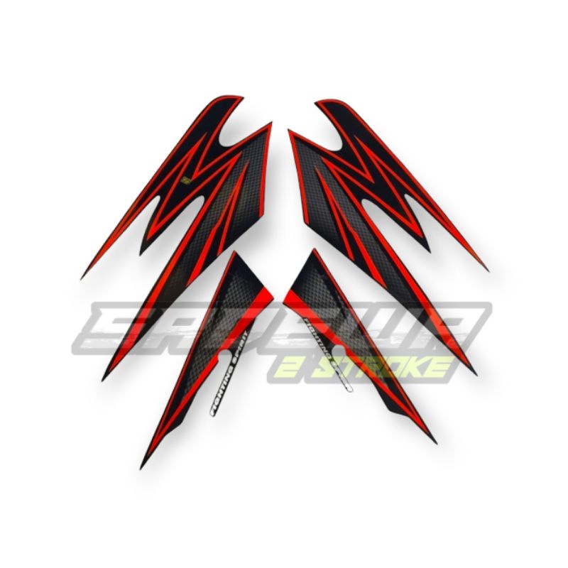 STIKER STRIPING LIS BODY CUSTOM YAMAHA RX KING TAHUN 2003 HITAM ORANGE