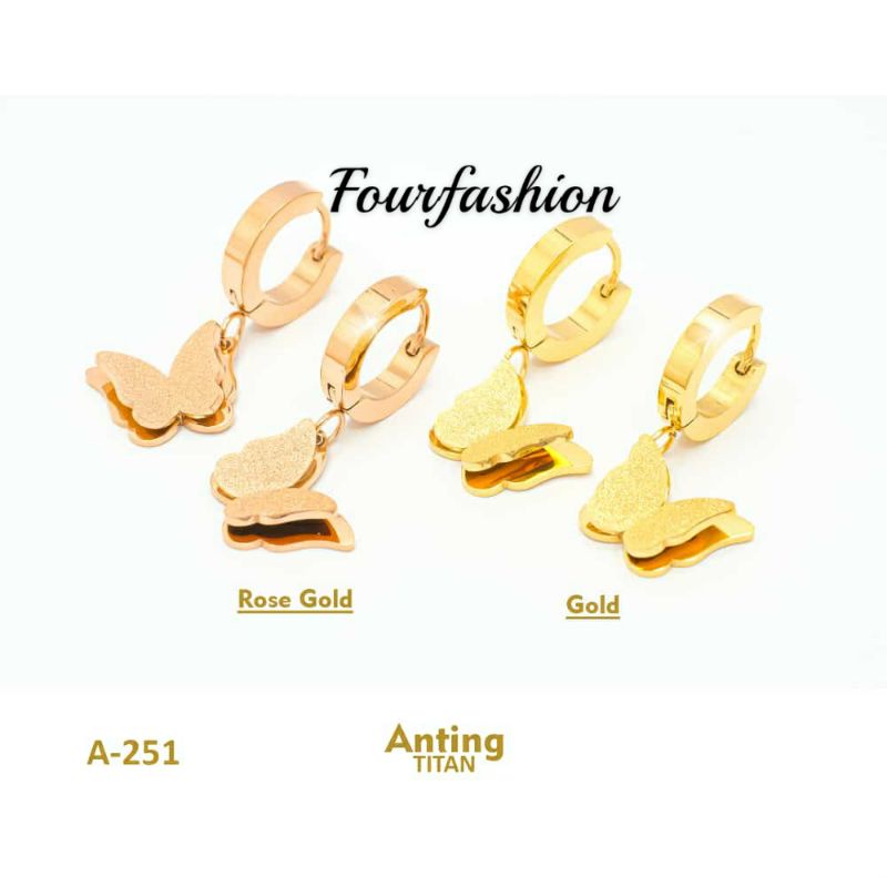 Fourfashion Anting Titanium Dewasa Motif Kupu-Kupu Premium YF020