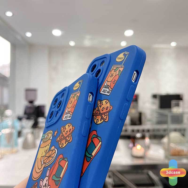 Soft Case OPPO A15 A54 A5S A3S A16 A95 A7 A5 A9 A31 A53 2020 A12 A1K A16K A54S Reno 4 5F 4F A74 A15S A52 A11K A92 A35 A11 A93 A32 A72 A94 A53S F17 PRO A16S A12S  Klein Blue Cartoon label Soft TPU Casing Cover